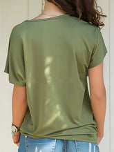 Olive Green Asymmetrical One Shoulder Short Sleeve Top for Women