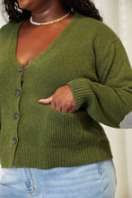 Olive Green Cardigan with Elbow Patches for Women Woman Outerwear