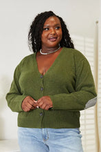 Olive Green Cardigan with Elbow Patches for Women Army Green Woman Outerwear