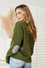 Olive Green Cardigan with Elbow Patches for Women Woman Outerwear