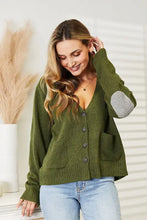 Olive Green Cardigan with Elbow Patches for Women Woman Outerwear
