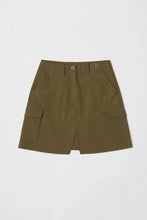 Olive Green Cargo Slit Skirt with Pockets for Women Woman Skirts