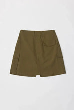 Olive Green Cargo Slit Skirt with Pockets for Women Woman Skirts