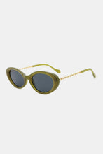 Olive Green Cat Eye Oval Sunglasses UV400 Polycarbonate Frame Matcha Green One Size