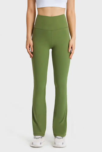 Olive Green Flared Yoga Pants for Women Green Woman Leggings