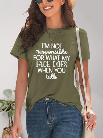 Olive Green Graphic T Shirt for Women with Humorous Saying Matcha Green