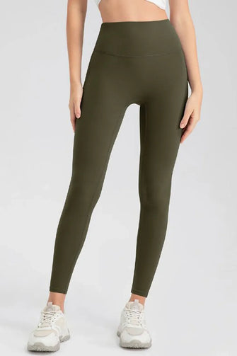 Olive Green High Stretch Nylon Leggings for Women Matcha Green