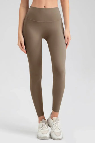 Olive Green High Waisted Athletic Leggings for Women Camel