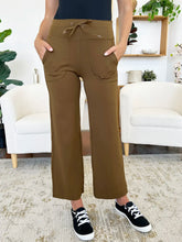 Olive Green High Waisted Wide Leg Pants for Women Brown