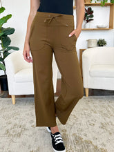 Olive Green High Waisted Wide Leg Pants for Women