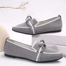 Olive Green Knit Loafers with Bow Detail for Women Light Gray