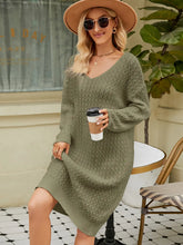 Olive Green Knit Sweater Dress with Long Sleeve Length