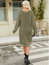 Olive Green Knit Sweater Dress with Long Sleeve Length