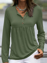 Olive Green Long Sleeve Button Blouse for Women Matcha Green
