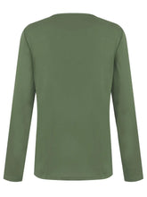Olive Green Long Sleeve Button Blouse for Women