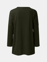Olive Green Long Sleeve Tunic Top with Pockets for Women