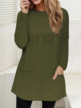 Olive Green Long Sleeve Tunic with Pockets for Women Army Green
