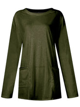 Olive Green Long Sleeve Tunic with Pockets for Women