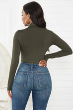 Olive Green Long Sleeve Turtleneck Bodysuit for Women