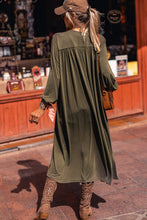 Olive Green Midi Dress with Regular Sleeve Length and Modest Hem Width