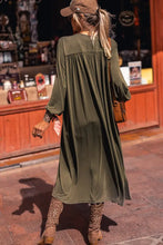Olive Green Midi Dress with Regular Sleeve Length and Modest Hem Width Woman Outerwear