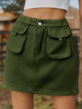 Olive Green Pocketed Mini Cargo Skirt for Women Dark Green