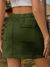 Olive Green Pocketed Mini Cargo Skirt for Women