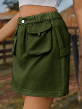 Olive Green Pocketed Mini Cargo Skirt for Women