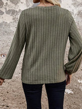 Olive Green Ribbed Knit Top with Leopard Shoulder Accents