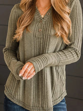 Olive Green Ribbed Long Sleeve Knit Top for Women Matcha Green
