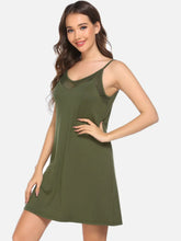 Olive Green Semi Sheer Slip Dress Basic Style