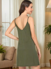 Olive Green Semi Sheer Slip Dress Basic Style