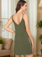 Olive Green Semi Sheer Slip Dress Basic Style Dresses