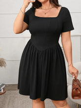 Olive Green Square Neck Short Sleeve Dress