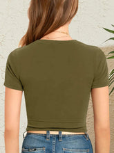 Olive Green Twisted Crop Top for Women