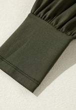 Olive Green V-Neck Wrap Blouse with Long Sleeves Woman Bodysuits