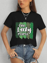 ONE LUCKY MAMA Round Neck T-Shirt Woman T Shirts