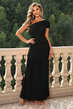One Shoulder Black Maxi Dress Evening Gown