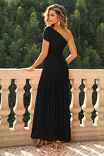 One Shoulder Black Maxi Dress Evening Gown