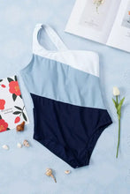 One Shoulder Color Block Swimsuit with Cutout and Removable Padding Swimwear