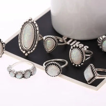Opal Alloy Geometric Ring 8-Piece Set Fashion Jewelry