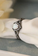 Opal Heart Black Gold-Plated Ring Black Rings