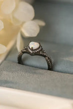Opal Heart Black Gold-Plated Ring Rings