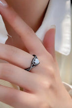 Opal Heart Black Gold-Plated Ring Rings