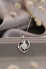 Opal heart pendant sterling silver necklace with white opal and CZ accents