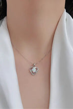 Opal heart pendant sterling silver necklace with CZ accents