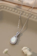 Best opal pendant necklace with sterling silver chain and white oval opal gemstone