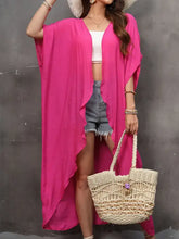 Women’s hot pink long kimono half sleeve cover up cardigan