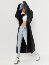 Open Front Long Sleeve Longline Cardigan Woman Outerwear