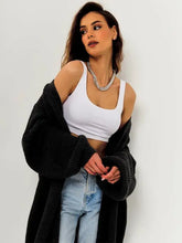 Open Front Long Sleeve Longline Cardigan Woman Outerwear